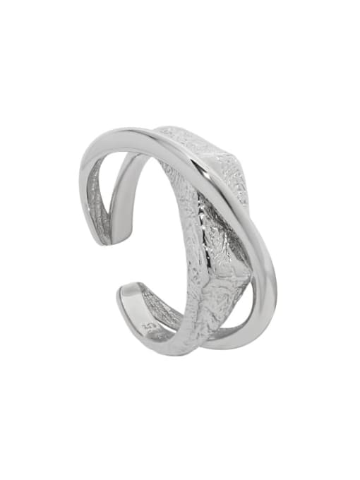 Platinum [No. 16 adjustable] 925 Sterling Silver Cross Vintage Stackable Ring